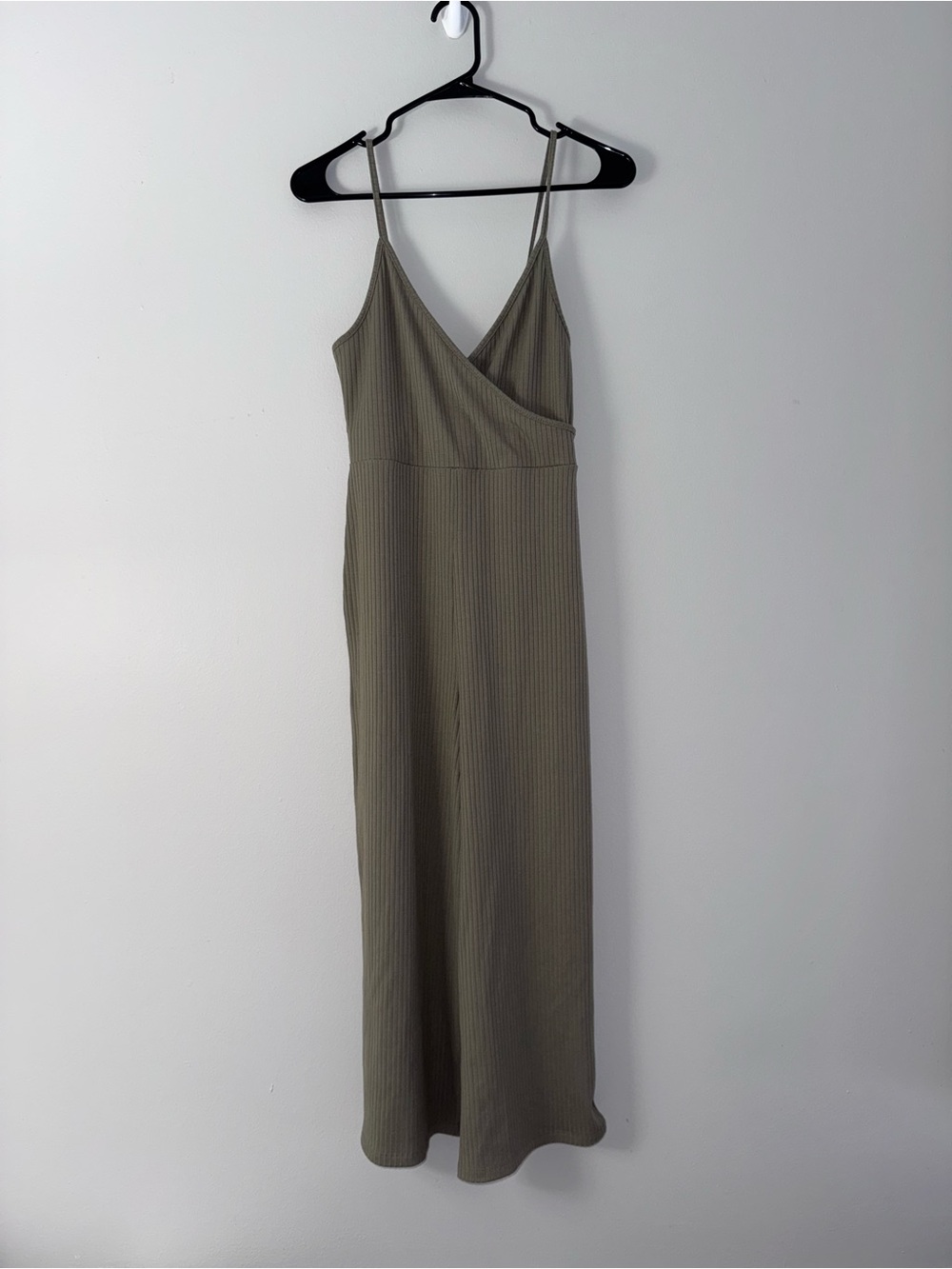 Forever 21 Olive Ribbed Wrap Jumpsuit